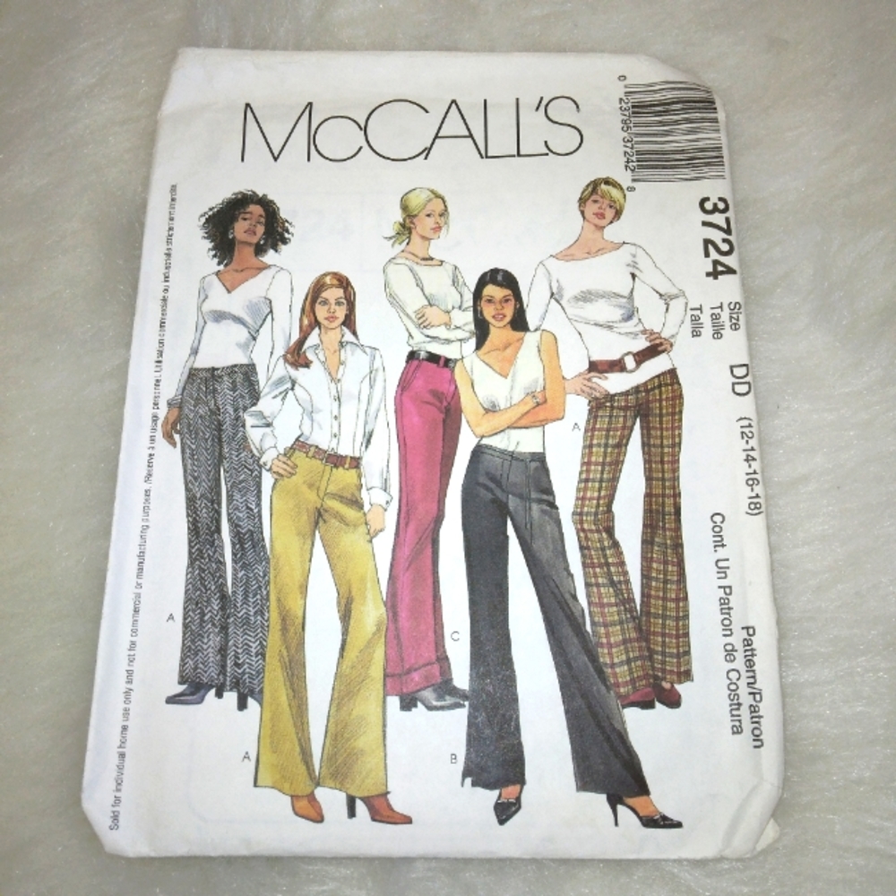 MCCALL'S 3724 Misses low rise, wide leg pants, front fly, pockets, size …
